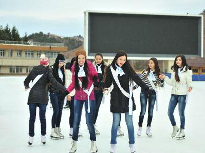 Участницы "Мисс Казахстан - 2013" в спортивных состязаниях