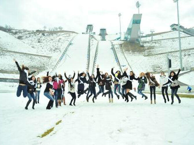 Участницы "Мисс Казахстан - 2013" в спортивных состязаниях