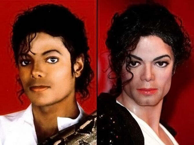 Музей мадам Тюссо: похожи ли экспонаты на реальных знаменитостей?. Фото: Король поп-музыки Майкл Джексон получился крайне удачным... (слева настоящий, справа И воск)
