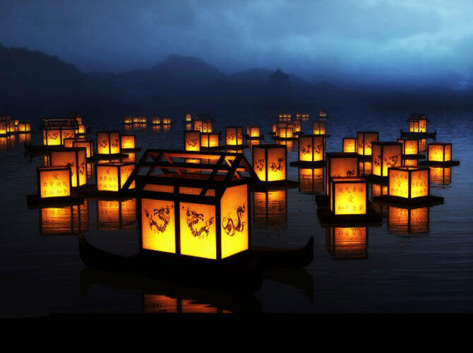 Самые красивые праздники мира. Фото: Фестиваль плавающих фонариков на Гавайях
