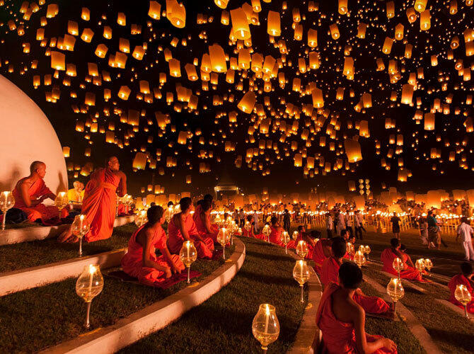 Самые красивые праздники мира. Фото: Фестиваль небесных фонариков в Таиланде