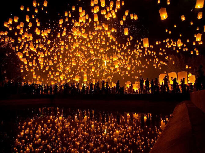 Самые красивые праздники мира. Фото: Фестиваль небесных фонариков в Таиланде