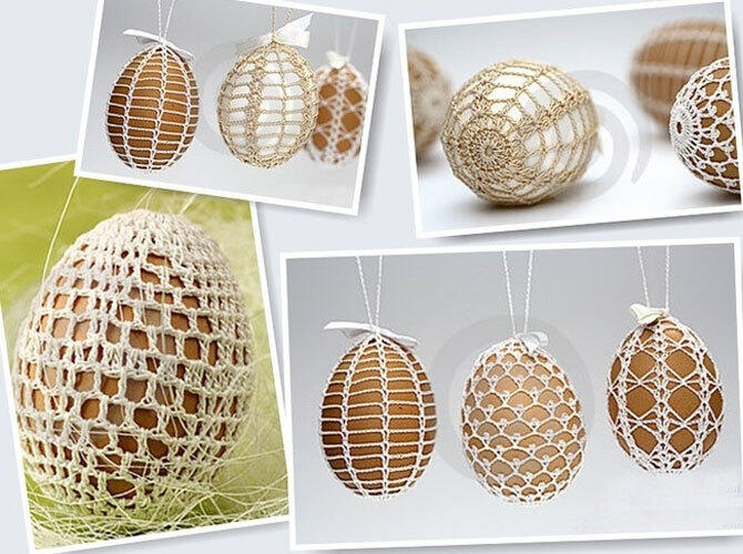 Украшение пасхальных яиц. Фото: Вязание крючком