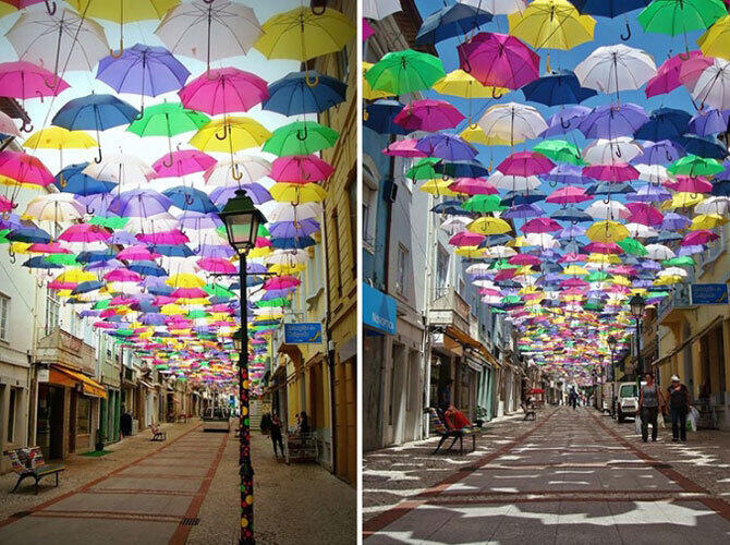 Лучшие арт-проекты года. Фото: Небо из зонтиков. Фото с сайта http://www.adme.ru/