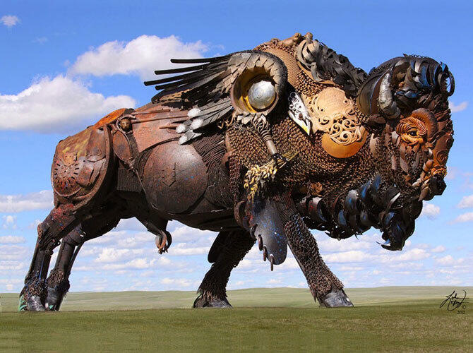 Лучшие арт-проекты года. Фото: Скульптуры из металлолома. Фото с сайта http://www.adme.ru/