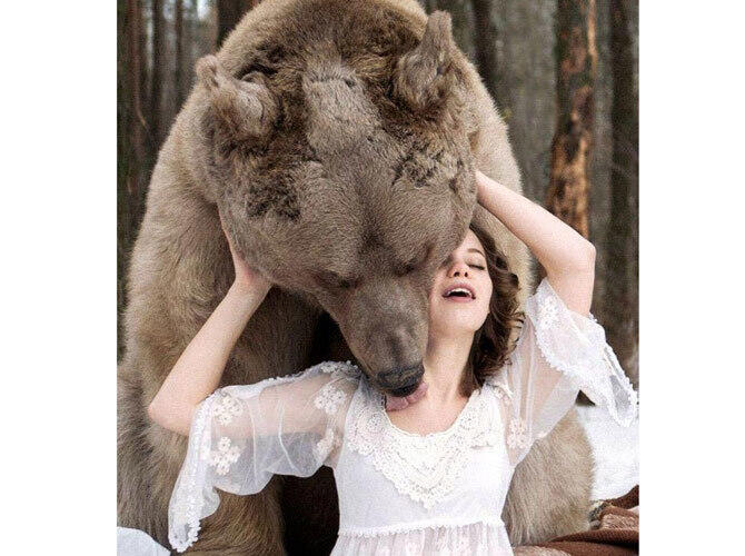 Сказочная фотосессия медведя Степана с русскими моделями