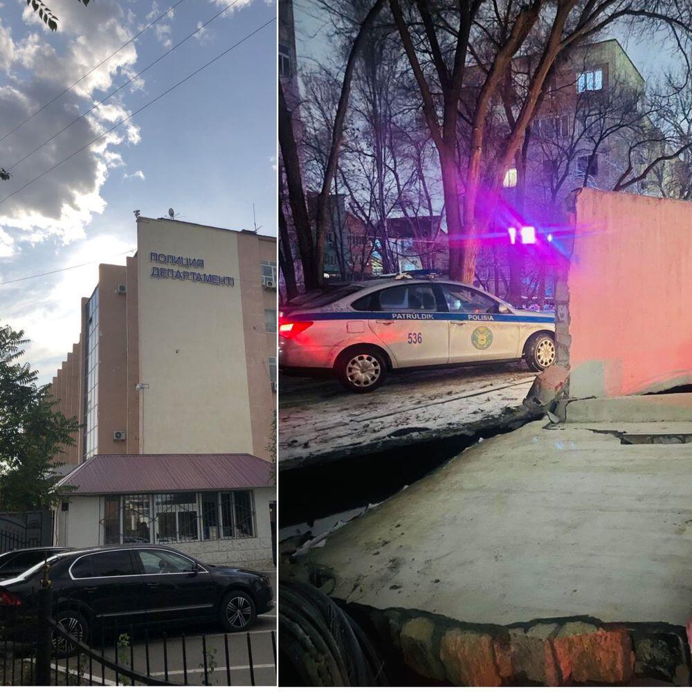 В Атырауской области пьяный водитель снес часть каменного забора департамента полиции