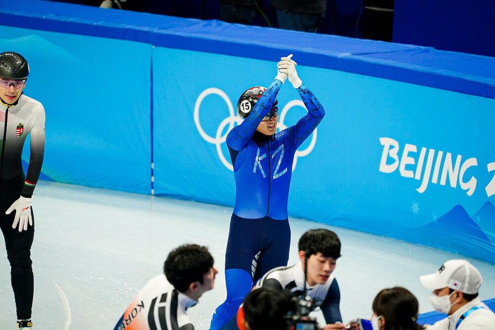 Kazakhstan's short track speed skater Adil Galiakhmetov 8th Men's 1500 Final