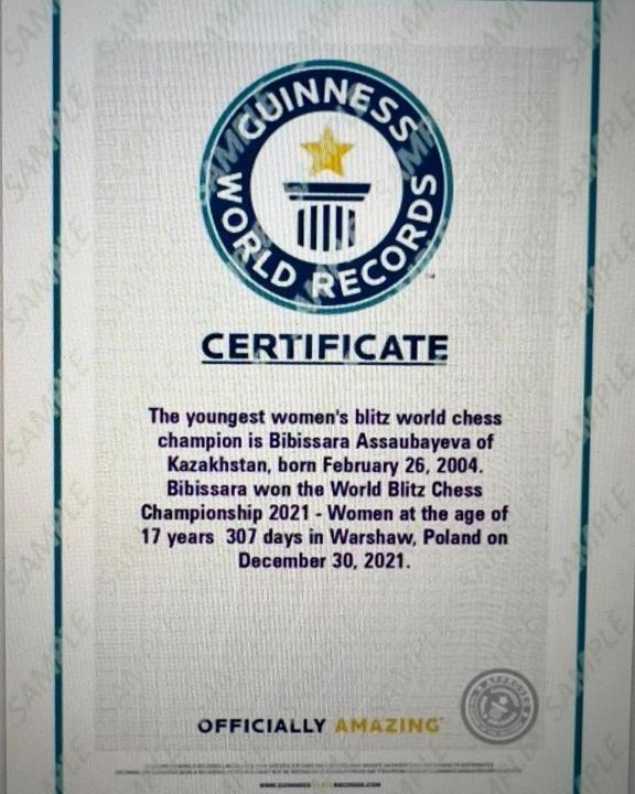 Казахстанская шахматистка попала в Книгу ректоров Гиннесса. Фото: пресс-служба МКС РК