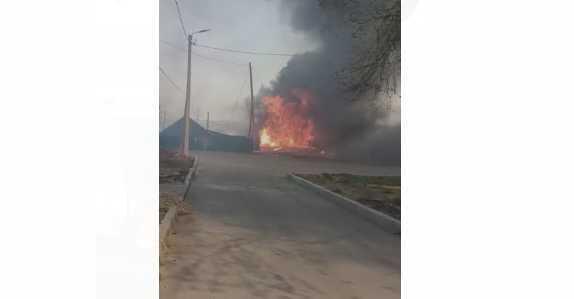 В Костанае пожар с камыша перекинулся на жилые дома