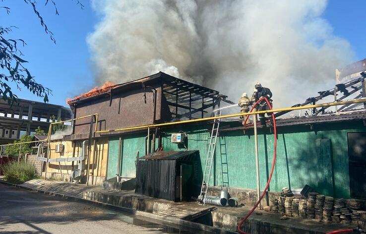 Пожарные предотвратили угрозу взрыва при пожаре кафе в Алматы