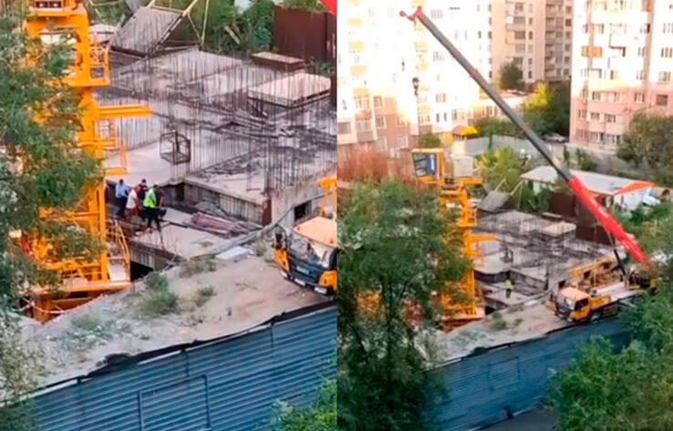 В Алматы на стройке упал башенный кран: один человек погиб
