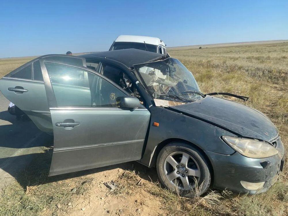 На трассе Актобе - Болгарка - Шубаркудук произошло смертельное ДТП . Фото: ДП Актюбинской области 