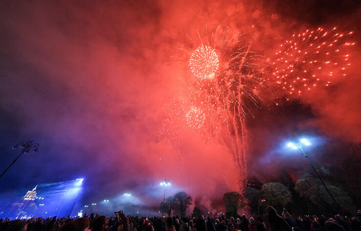 Fireworks show on Republic Day of Kazakhstan