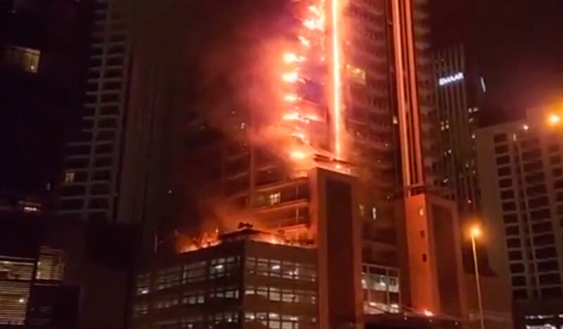Dubai fire races up high-rise near world's tallest building