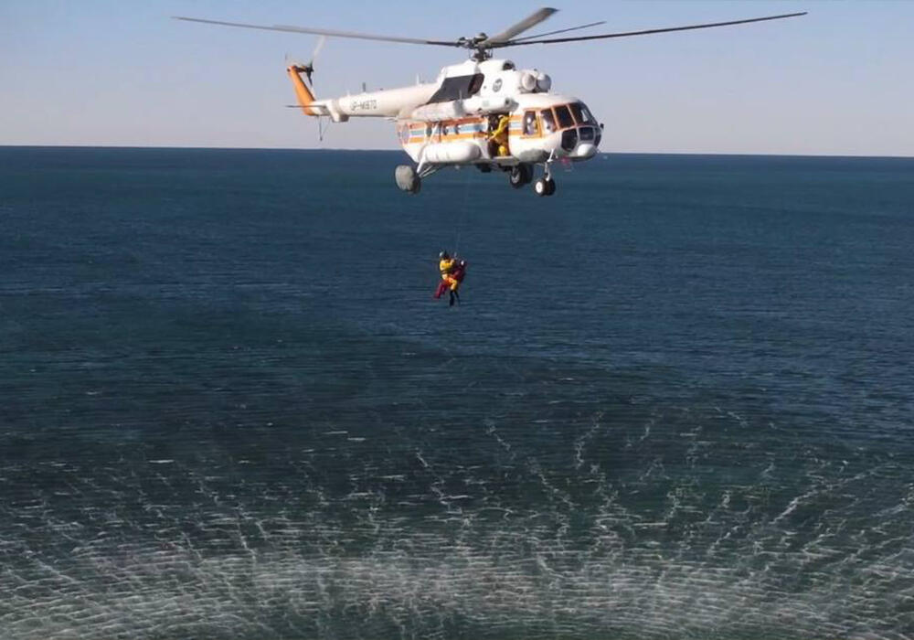 Rescue Aviation Conducted Training At Caspian Sea. Images | МЧС РК