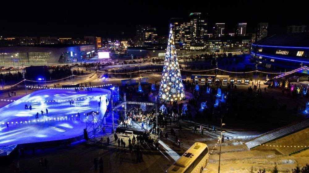 Main New Year's Tree Lit Up in Astana