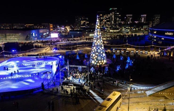 Main New Year's Tree Lit Up in Astana