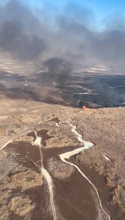 Крупный пожар разгорается на побережье Каспия . Фото: пресс-служба МЧС РК