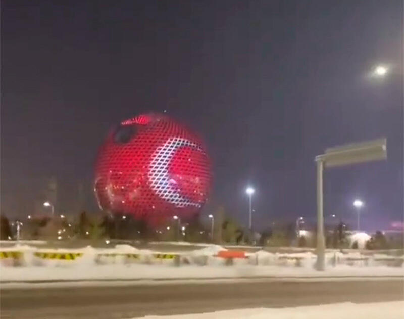 EXPO balloon painted in the color of the Turkish flag in Astana