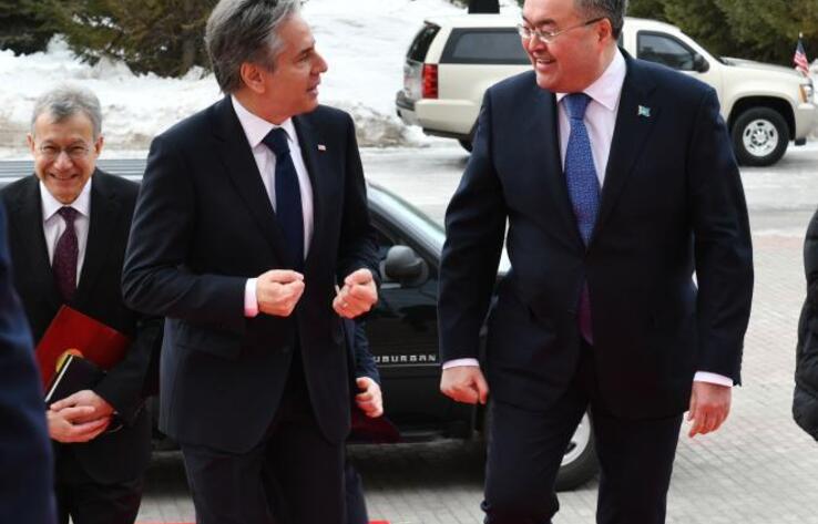 U.S. Secretary of State Antony J. Blinken arrives in Astana