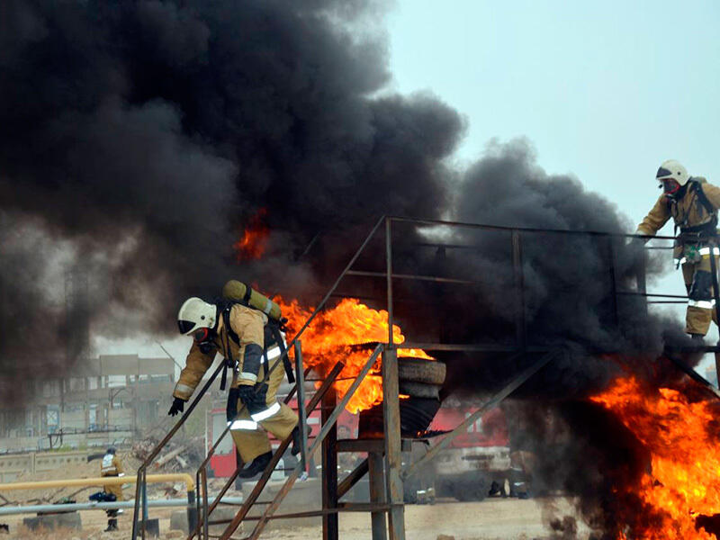 Mangistau Region Rescue Fire Lane Overcome Psychological Training. Images | MES RK