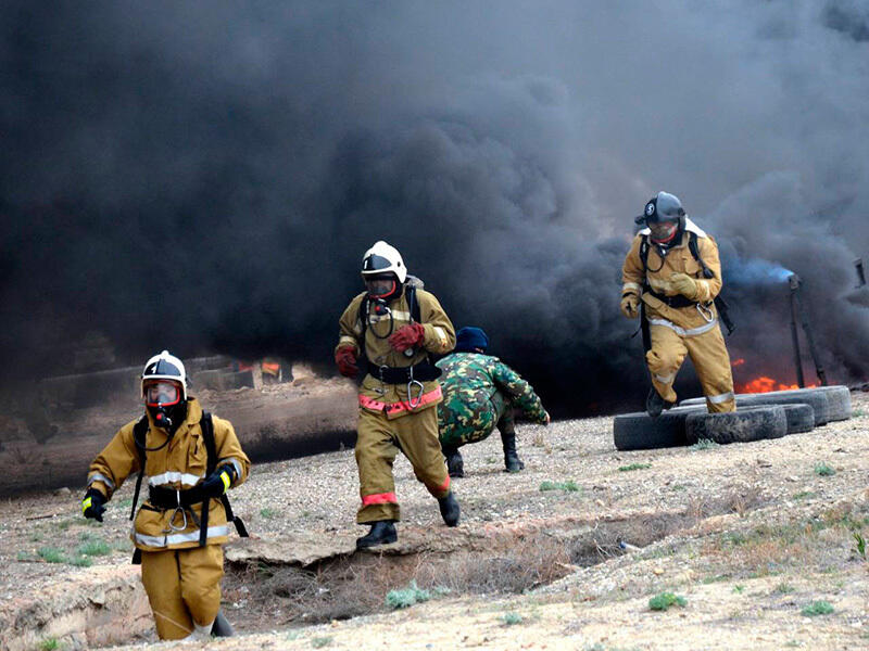 Mangistau Region Rescue Fire Lane Overcome Psychological Training. Images | MES RK