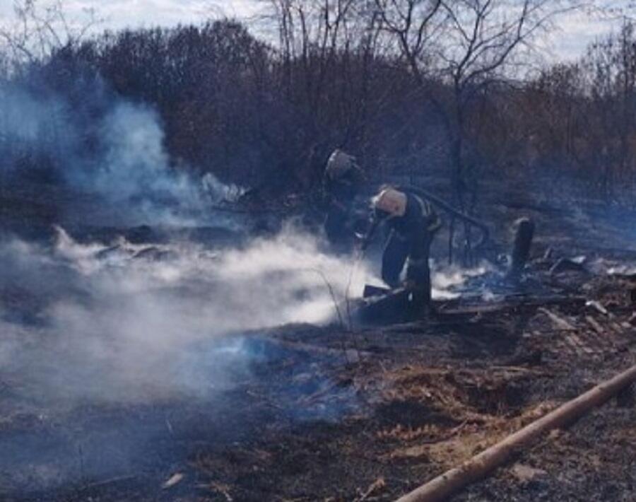 В Павлодаре тушат пожар в дачном массиве
