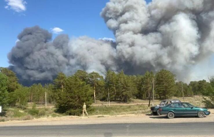 Large forest fire breaks out on Kazakh-Russian border in Abai region