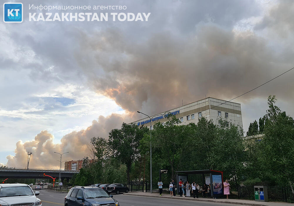 Burning deadwood smoke covered Astana