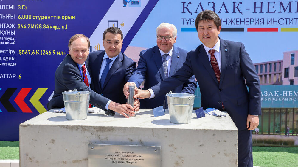 German President, Kazakh PM lay time capsule at construction site of Kazakh-German Institute of Sustainable Engineering
