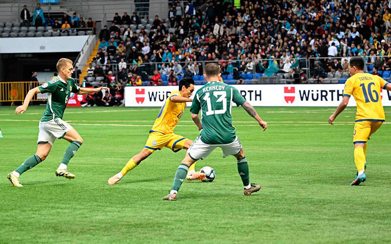 Сборная Казахстана обыграла футболистов Северной Ирландии в отборе на Евро-2024. Фото: t.me/ptrkkz
