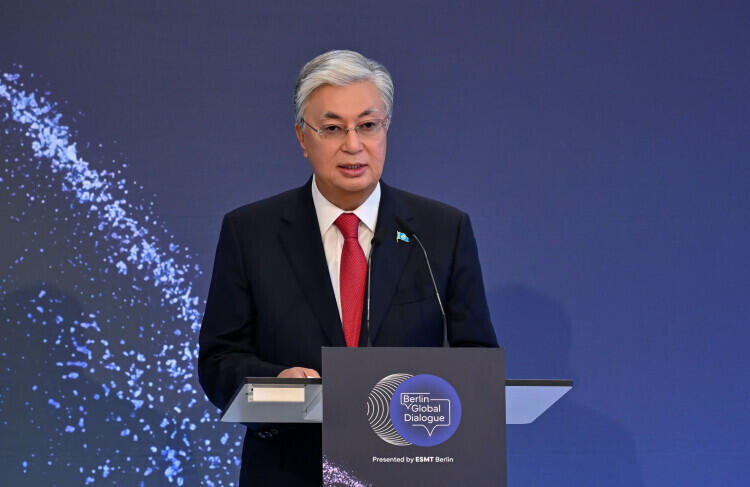 President of Kazakhstan delivers a speech at the Berlin Global Dialogue forum