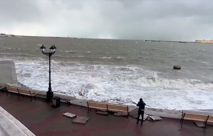 Winter Storm aftermath with Hurricane force winds in the Sevastopol Port, Crimean Peninsula
