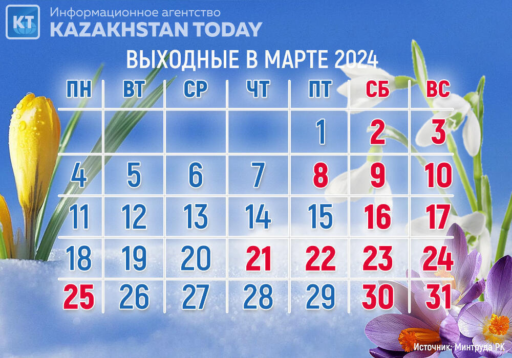 Сколько дней отдохнут казахстанцы на 8 Марта