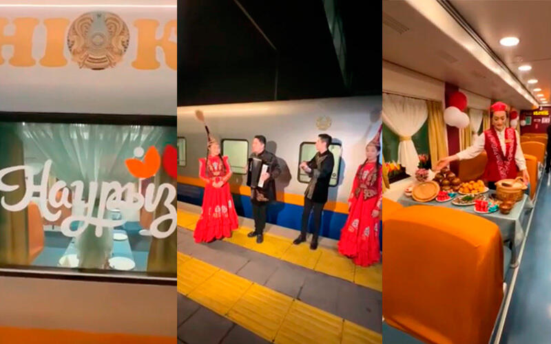 Нарядные поезда курсируют в Казахстане в предверии Наурыза
