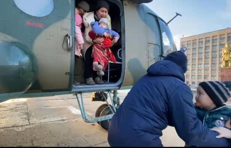 Military helicopters evacuate over 100 people from flood affected areas in Kazakhstan