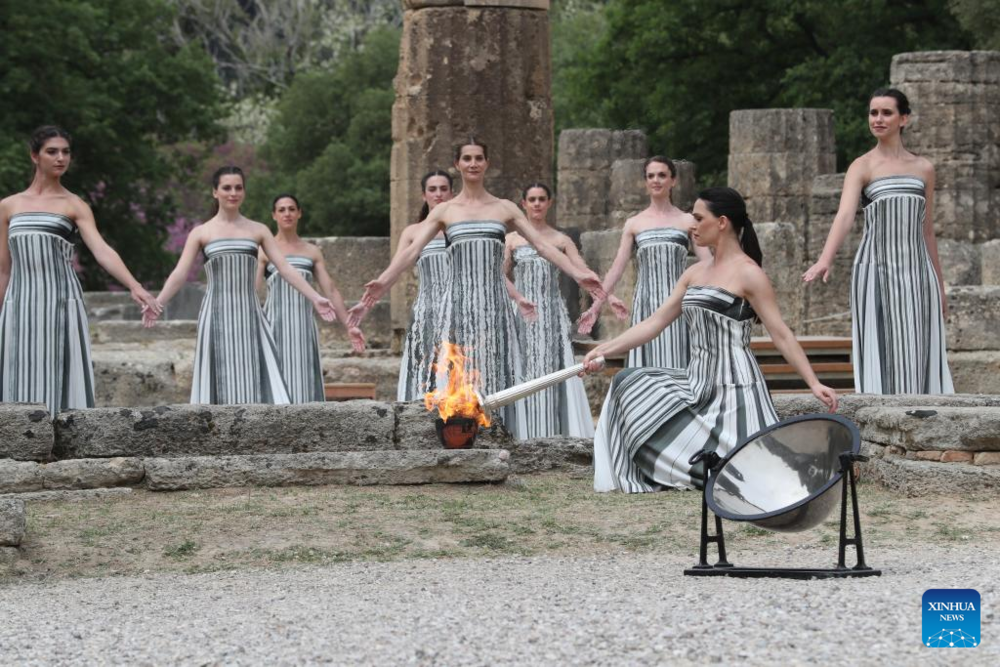 Olympic flame for Paris 2024 Summer Games lit in Ancient Olympia. Images | Xinhua/Li Jing