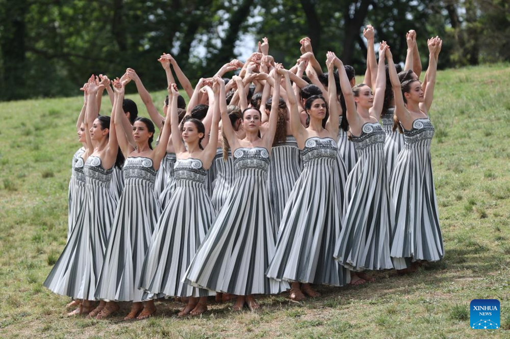 Olympic flame for Paris 2024 Summer Games lit in Ancient Olympia. Images | Xinhua/Zhao Dingzhe