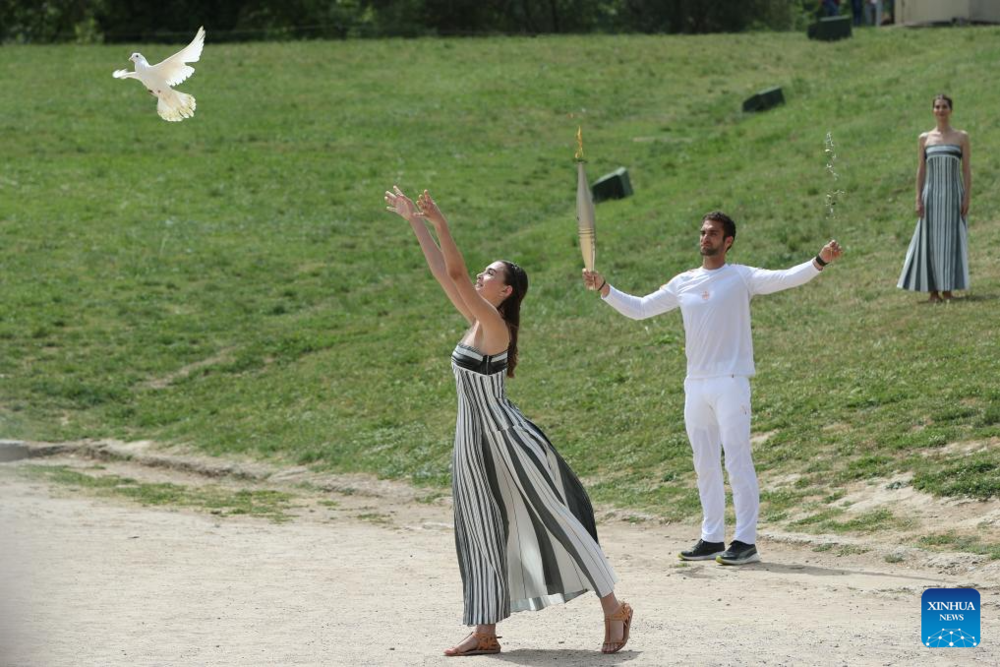 Olympic flame for Paris 2024 Summer Games lit in Ancient Olympia. Images | Xinhua/Zhao Dingzhe