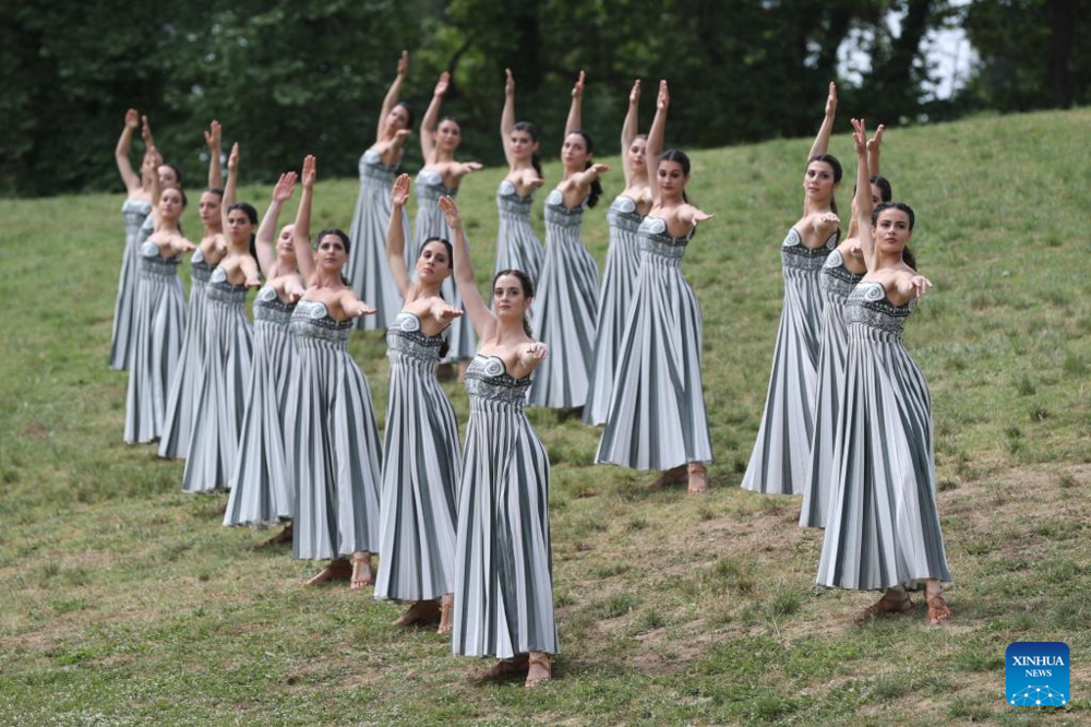 Olympic flame for Paris 2024 Summer Games lit in Ancient Olympia. Images | Xinhua/Zhao Dingzhe