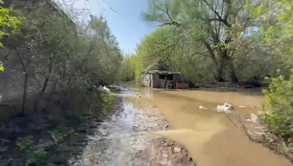 Река Жайык начала топить дачи близ Уральска