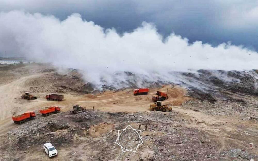 Fire at the Alatau landfill. Images | Ministry of Emergency Situations of the Republic of Kazakhstan