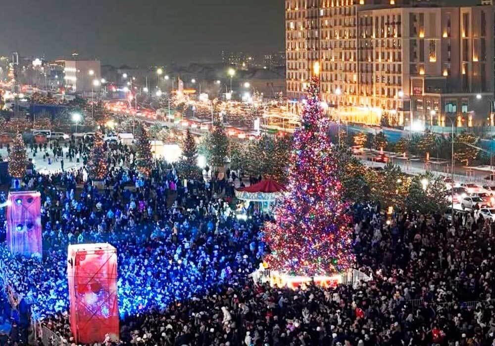 New Year's trees were lit in cities across Kazakhstan. Images | Shymkent gov.kz
