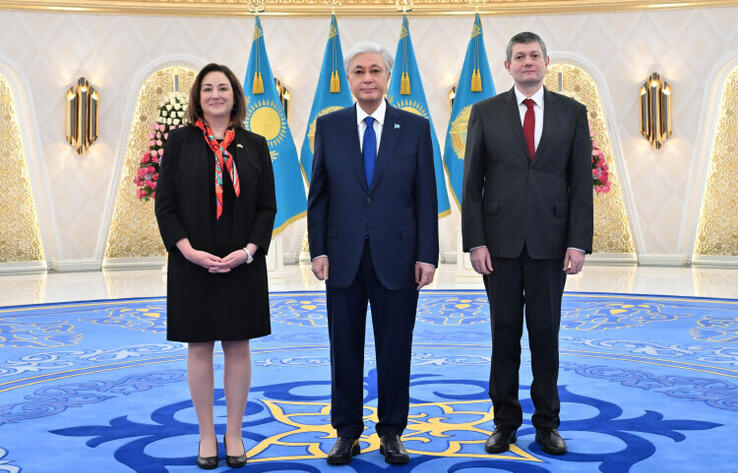 U.S. Ambassador Julie M. Stufft and Ambassador of Bulgaria Georgi Vodenski presented their letter of credence to President of Kazakhstan
