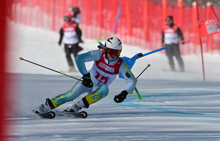 Alexandra Skorokhodova of Kazakhstan claims gold at Alpine Skiing Tournament in Italy