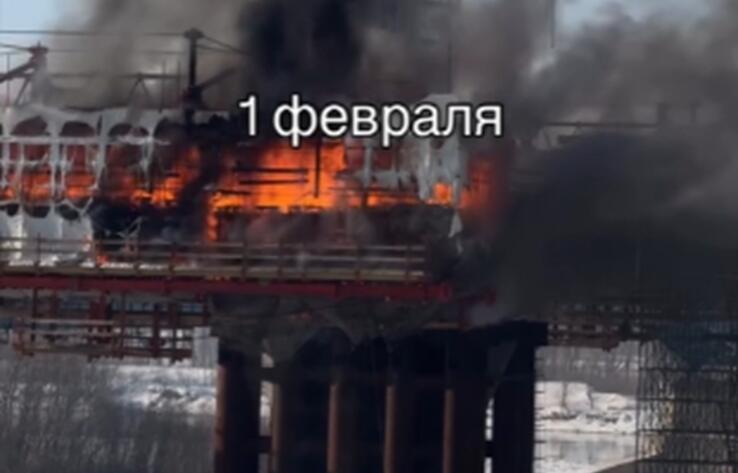 Возгорание произошло на строящемся мосту через Иртыш в Павлодаре