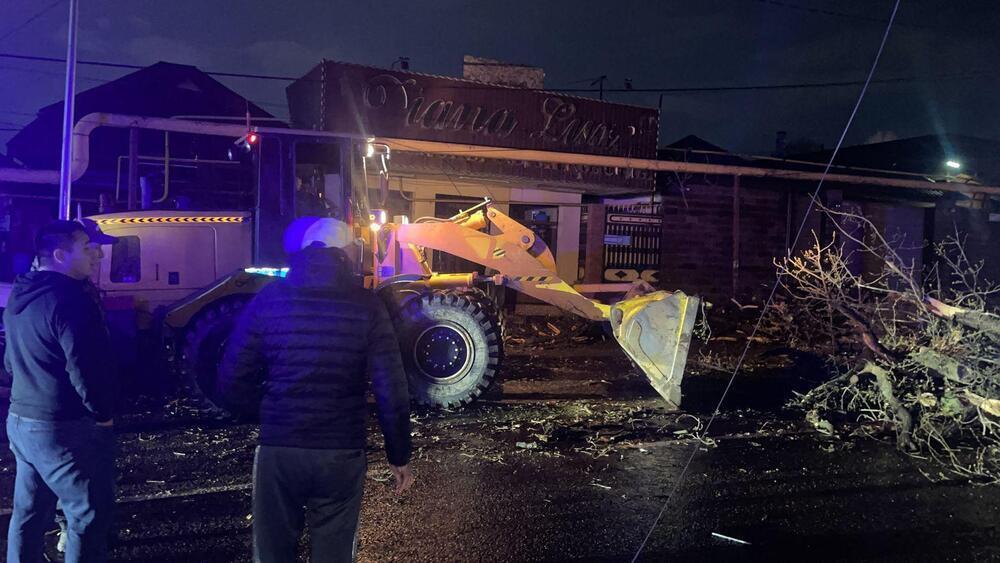 В Конаеве сильный ветер повредил кровли домов и повалил деревья 
