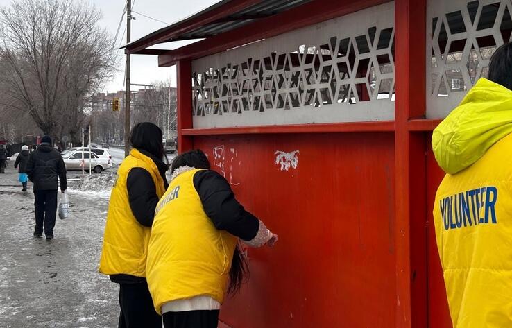 Молодежь Усть-Каменогорска вышла на акцию по очистке города от незаконной рекламы