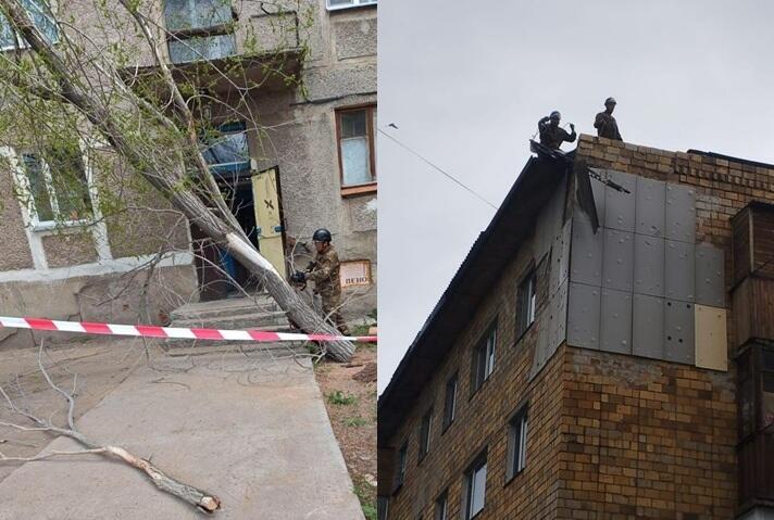 В Карагандинской области штормовой ветер сорвал кровли жилых домов